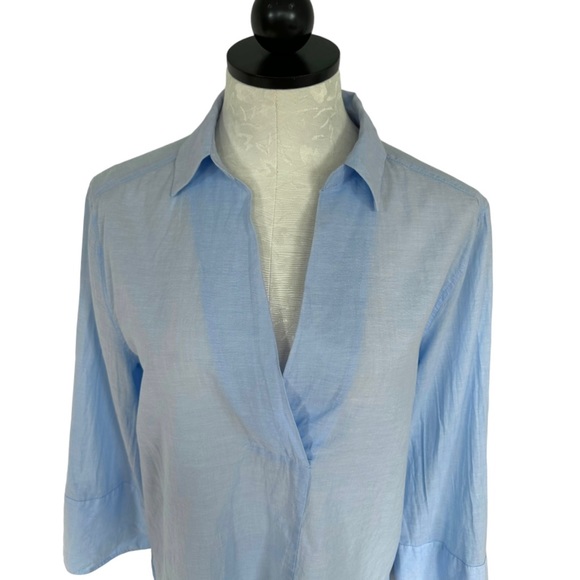 H&M Blouse in woven cotton fabric wide sleeves Collar wrapover V-Neck Size 8 - Picture 3 of 16